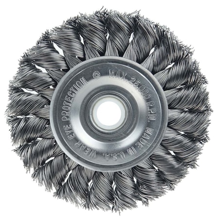 Weiler Wolverine 3" Knot Wire Wheel, .014", 1/2"-3/8" Arbor Hole, Steel Wire 36290